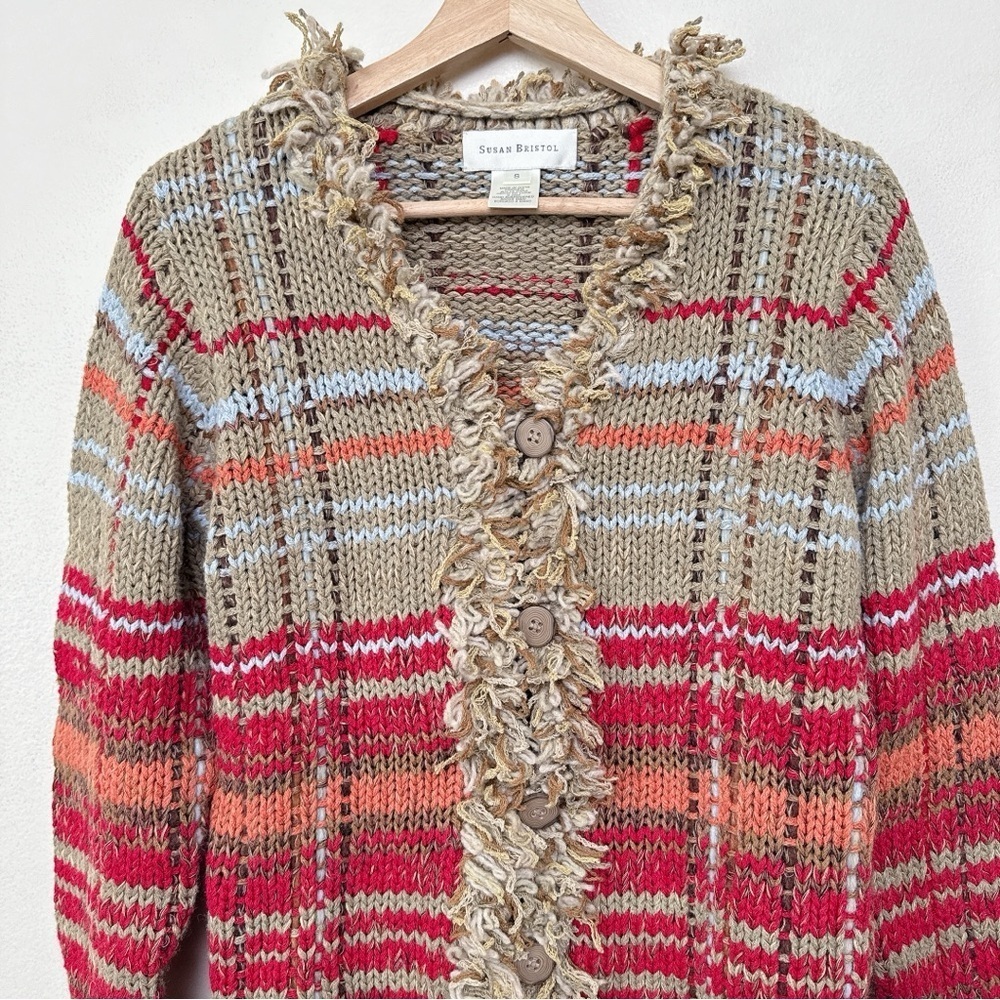Susan Bristol Womens Small Chunky Hand Embroidered Fringe Multi Color Ca… - Picture 4 of 15
